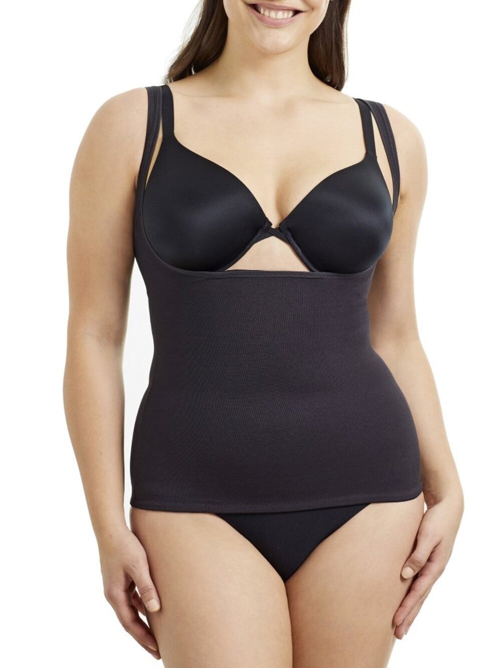 Cupid Intimates No Visible Lines Open-Bust Shaping Tank - Black